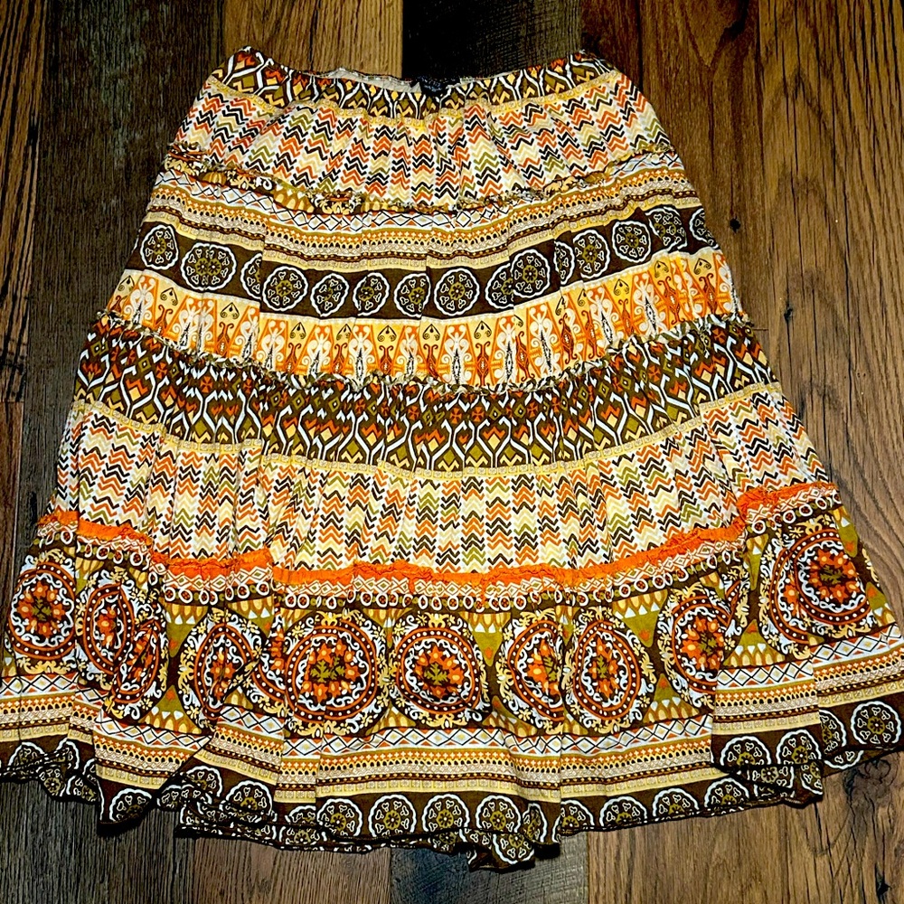 *MISS MISCHIEVOUS* Aztec pattern Skirt, Elastic waistband, Cotton/Linen Slip